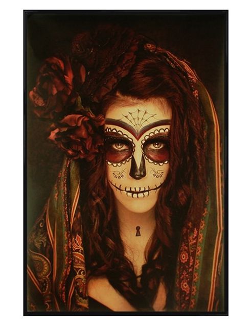 Image of Gloss Black Framed Day Of The Dead Tattoo Poster