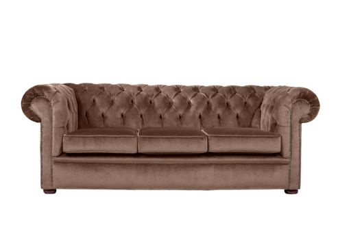 Image of Snug City 3 Seater Crushed Velvet Chocolate Chesterfield Sofa, Made In The Uk.