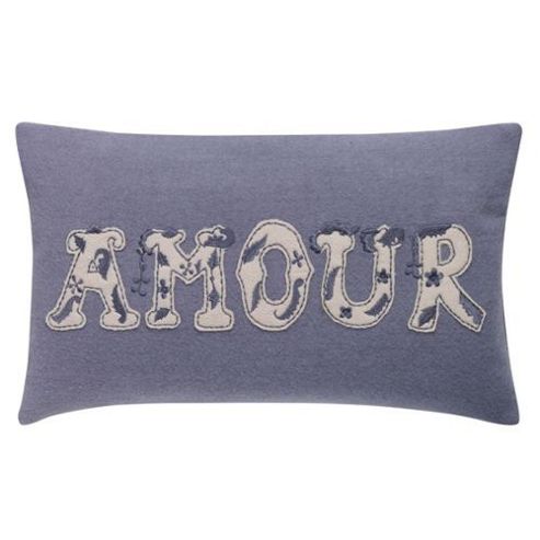Image of Linea Amour Felt Embroider Cushion In Grey