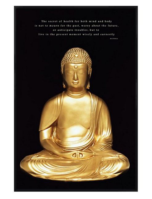 Image of Buddhism Buddha Gloss Black Framed Live In The Present Moment Poster