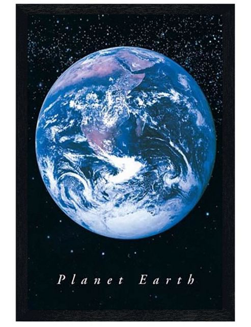 Image of Earth From Space Black Wooden Framed Planet Earth Poster
