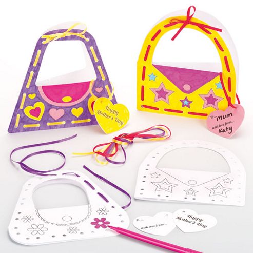 Image of Mother's Day Handbag Ribbon Lacing Cards (pack Of 6)