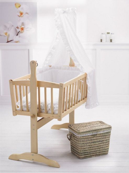 Image of Clair De Lune Broderie Anglaise 4 Piece Rocking Crib Bedding Set