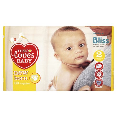 Image of Tesco Loves Baby Newborn Size 2 Mini Econ Pack 33