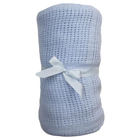 Image of Tesco Cot Bed Cellular Blanket, Blue