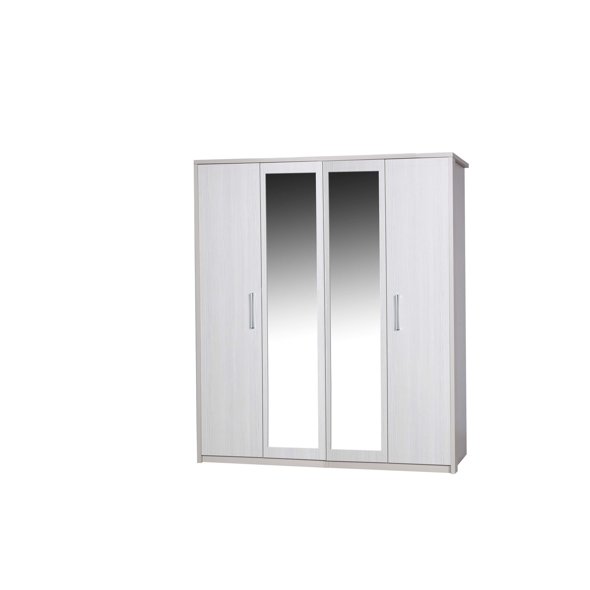 Alto Furniture Avola 4 Door Wardrobe with Mirror - Cream Carcass With White Avola at Tesco Direct