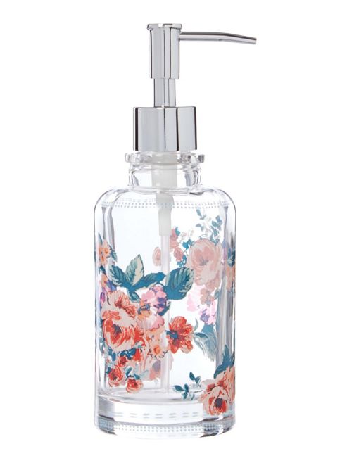 Image of Flower Print Glass Soap Dispenser