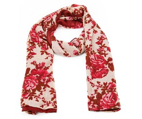 Image of Red Vintage Floral Long Scarf