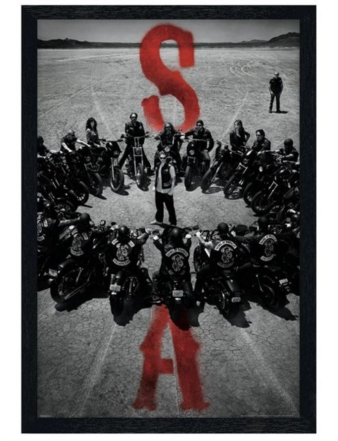 Image of Black Wooden Framed Sons Of Anarchy Bike Circle Poster