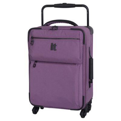 Buy IT Luggage World's Lightest 4-Wheel Purple Check Small Suitcase ...