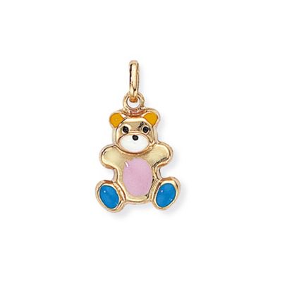 Buy Jewelco London 9ct Yellow Gold - Enamel - Teddy Bear Charm Pendant ...