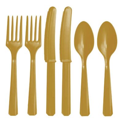 cutlery plastic gold pack assorted tesco