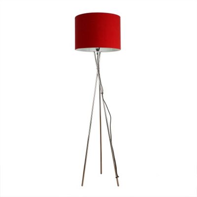 Buy Camden Tripod Floor Lamp Chrome Red Rolla Shade From Our