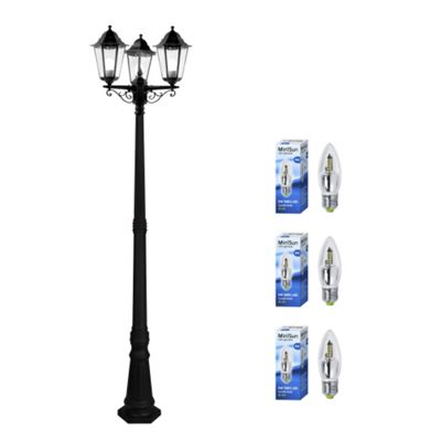 Buy Modern IP44 Outdoor 3 Way LED Lamp Post in Black from our Lamp