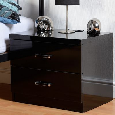 Buy Home Essence Boston 2 Drawer Bedside Table - Black ...