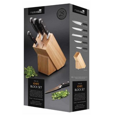 Buy Master Class Halo Knife Set With Oak Wood Storage Block From Our 