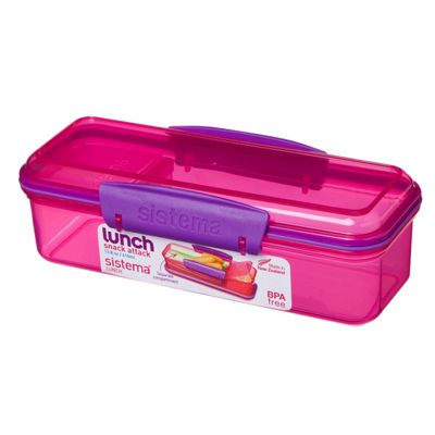 Buy Sistema 410ml Two Compartment Snack Attack Box, Pink from our Lunch ...