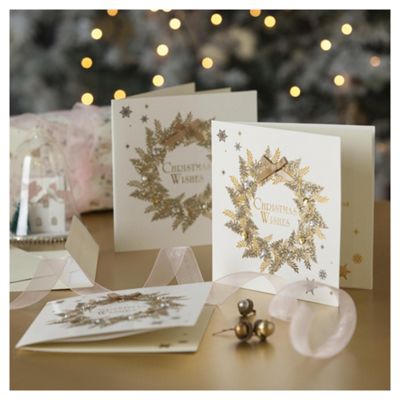 cards christmas luxury tesco wreath pack gold