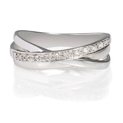 Buy 9ct White Gold Diamond Triple Crossover Ring, N from our All Women ...