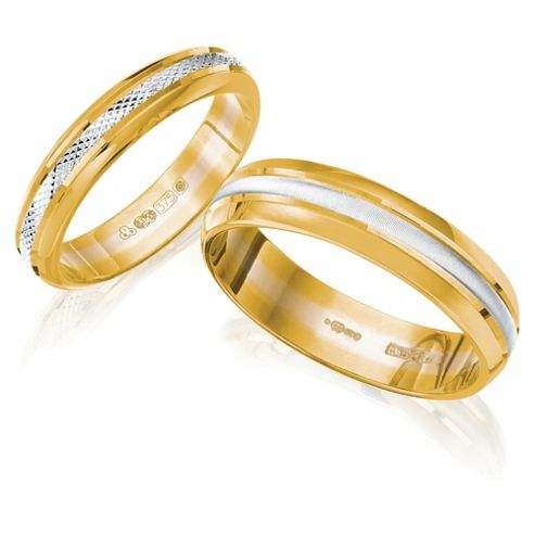 Buy 9ct Gold Two Tone Ladies 3mm Wedding Band, N from our Gold Rings ...