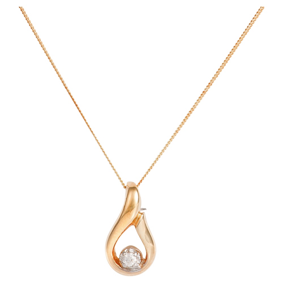 9ct Gold Diamond Teardrop Pendant