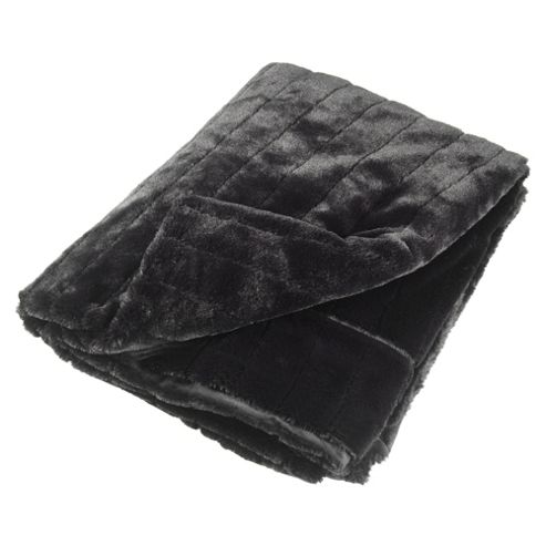 Buy F&F Home Ribbed Faux Fur Throw - Black from our Blankets & Throws ...