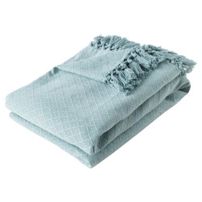 Buy F&F Home Diamond Cotton Throw - Duck Egg from our Throws, Blankets ...