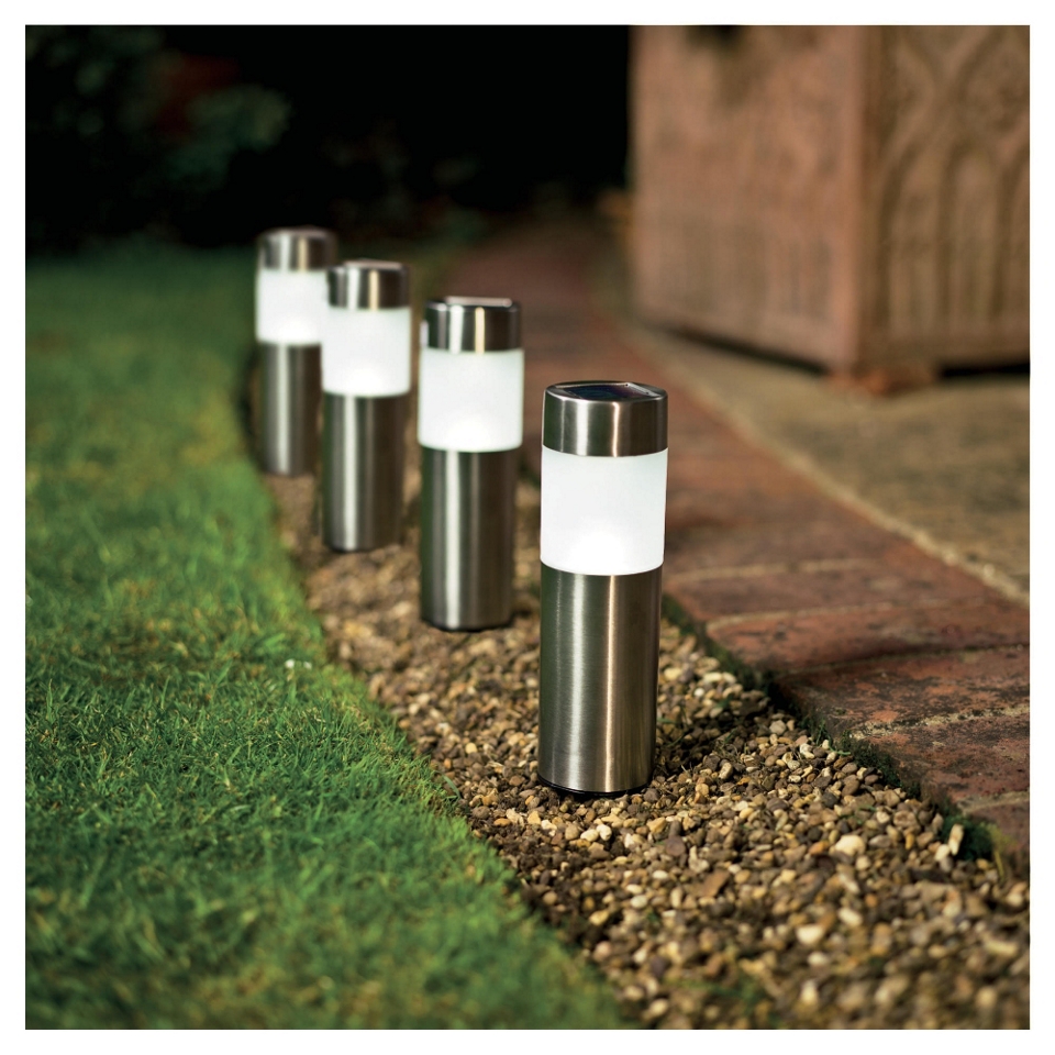 Tesco Stainless Steel Superbright Solar Bollard, 4 pack