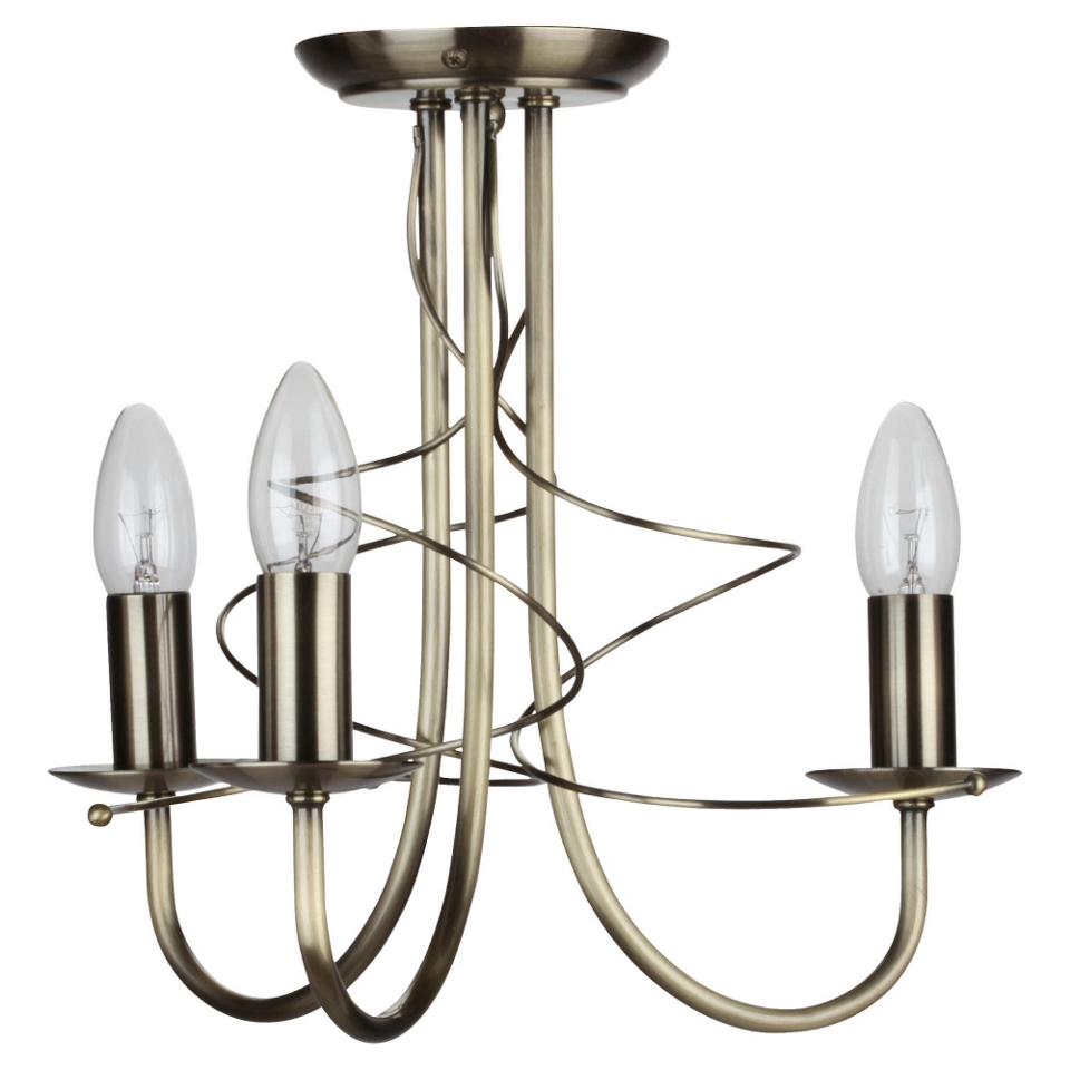 Tesco Candelabra Ceiling Fitting 3 Light Antique Brass Finish