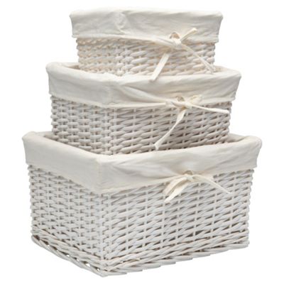 Buy Tesco Wicker Lined Baskets Set Of 3 White from our Storage Baskets ...