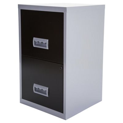 buy pierre henry a4 2 drawer maxi filing cabinet, silver with black