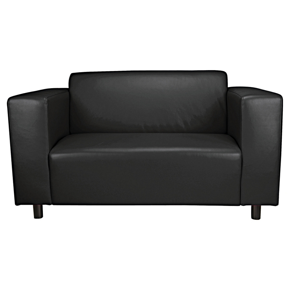 Stanza Leather Effect Small Sofa, Black