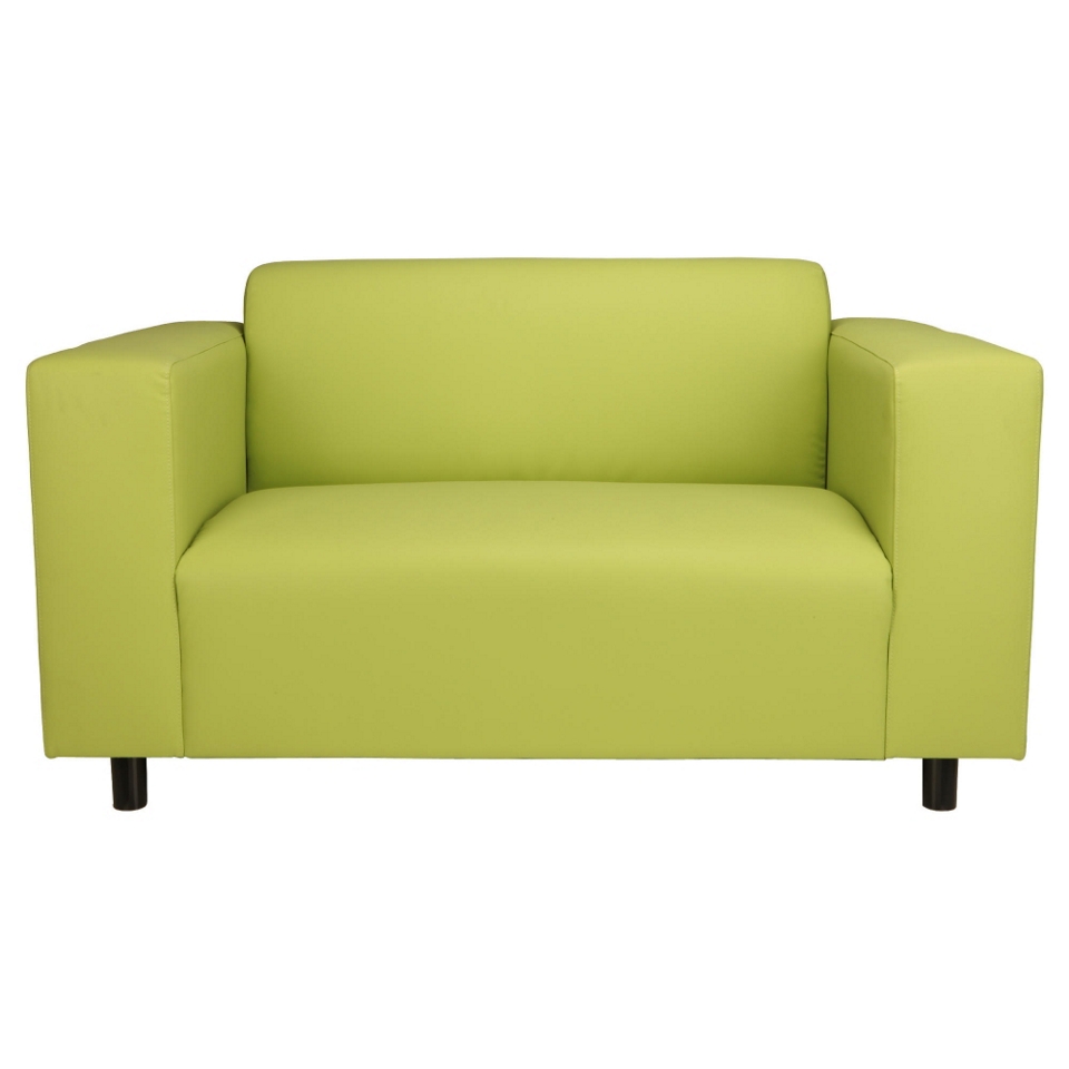 Stanza Leather Effect Small Sofa, Lime Green