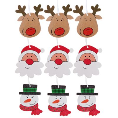 Buy Set of 9 Christmas Character Wooden Tree Decorations from our All ...