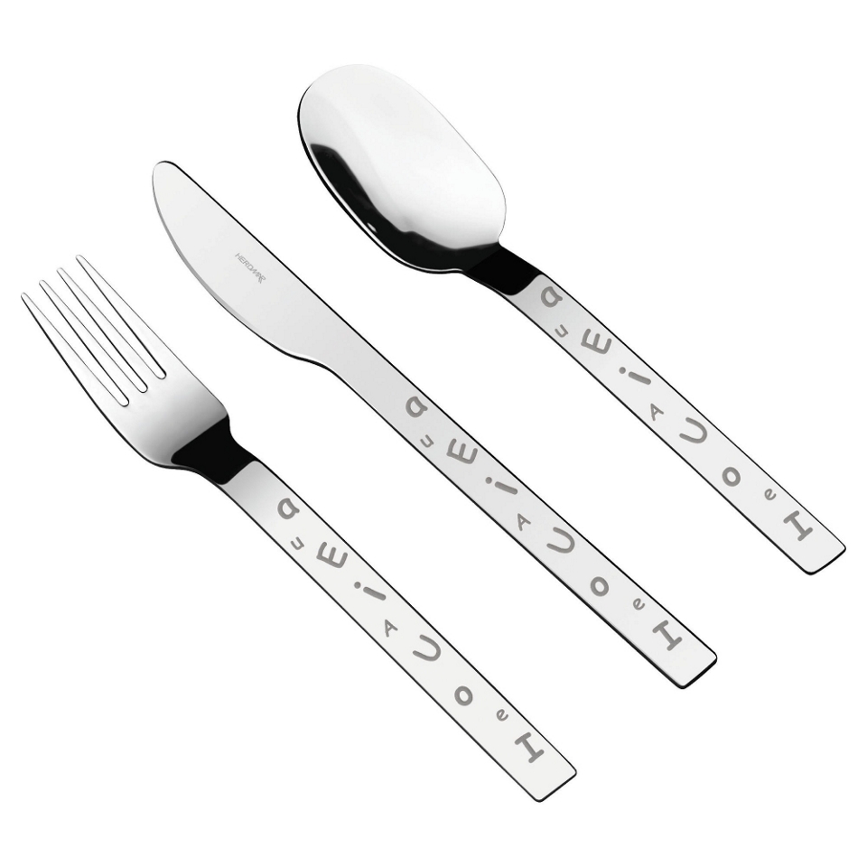 Herdmar Turini Cutlery Set (A,E,I, O, U Design), 3 Piece