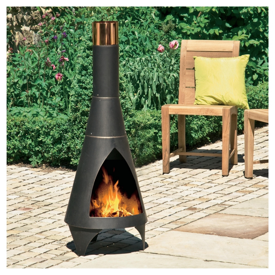 La Hacienda Colorado Contemporary Steel Chimenea   Bronze