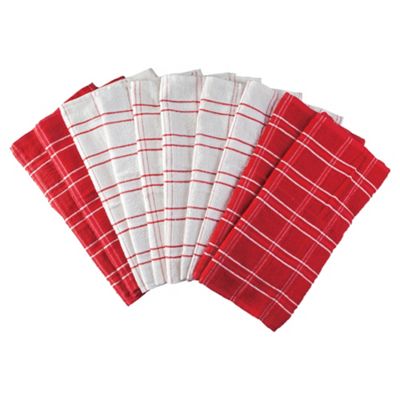 Buy Tesco Terry Red And White Tea Towel Bundle, 10 Pack from our Tea ...