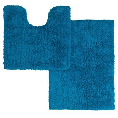 Buy Tesco Pedestal And Bath Mat Set Turquoise, Stripe from our Bath ...
