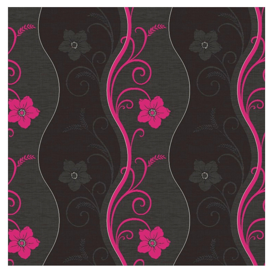 Buy Arthouse Rhythm motif black & pink wallpaper from our Wallpaper 