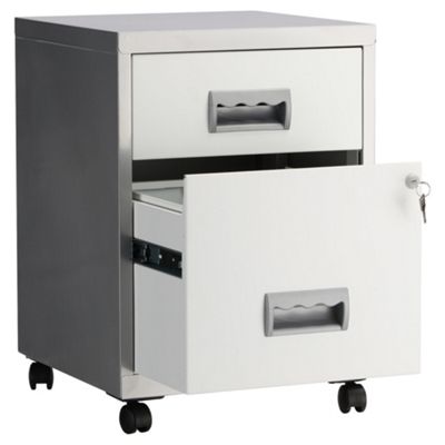 Pierre Henry Combi Filing Cabinet 2 Drawer Silver//White Color
