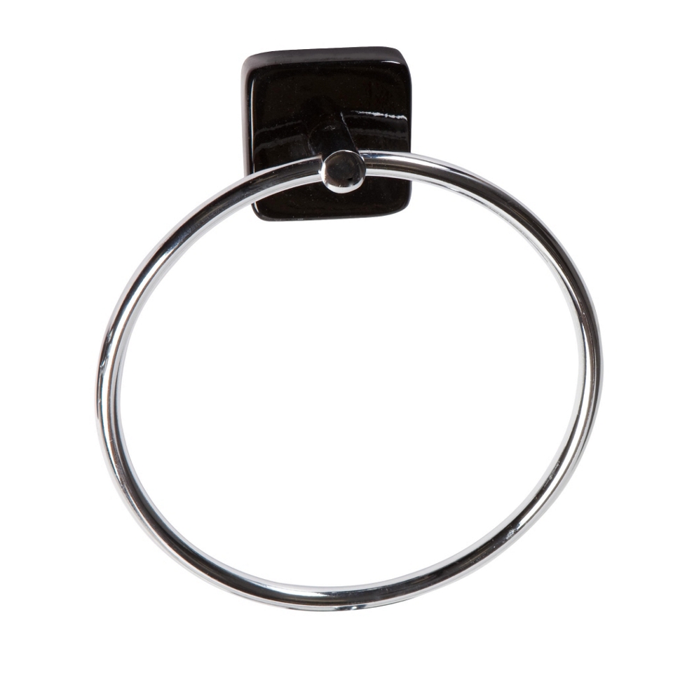 Stockholm Black Gloss Towel Ring and Toilet Roll Holder Set