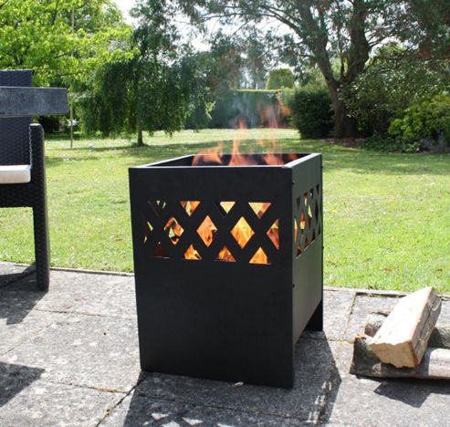 Buy La Hacienda Square Lattice Steel Fire Basket from our Fire Pits ...