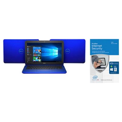 Dell Inspiron 11-3162, 11.6-inch Laptop, Celeron 2GB RAM, 32GB, Blue, with McAfee Internet Security 2016 Unlimited Devices - bundle