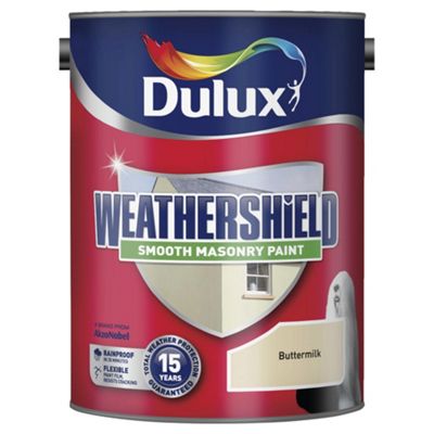 Buy Dulux Weathershield Smooth Masonry Paint, Buttermilk, 5L From Our ...