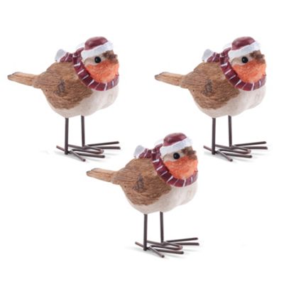 Buy Set of 3 Christmas Robin Ornaments in Hats & Scarves from our All ...