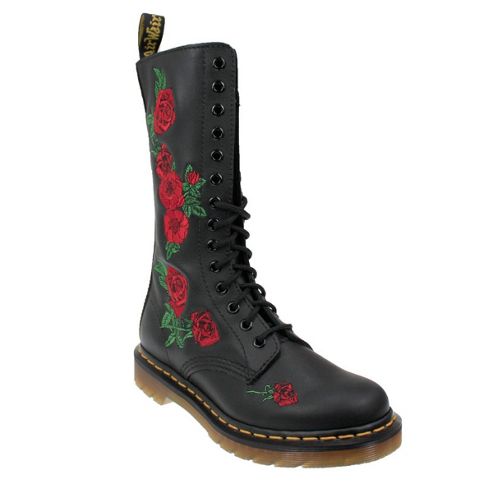 Buy Dr. Martens Vonda Womens BlackLeather Embroidered Rose Boots from ...
