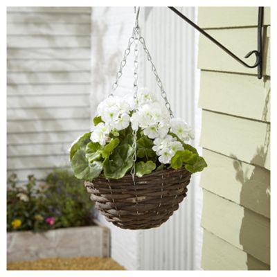 Buy Foliage Artificial White Geranium Hanging Basket from our ...