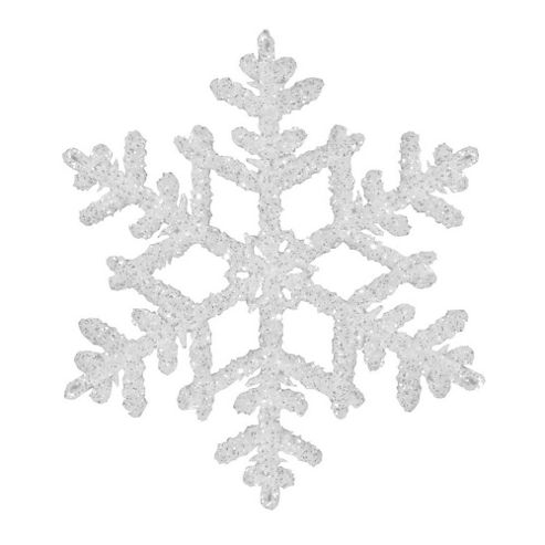 Buy 15cm White & Silver Glitter Snowflake Hanging Decoration from our ...