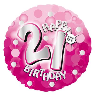 Buy Pink Sparkle Happy 21st Birthday Balloon from our Pink 