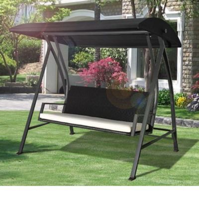 Buy Outsunny Black Outdoor 4 Seater garden rattan Swing Chair from our